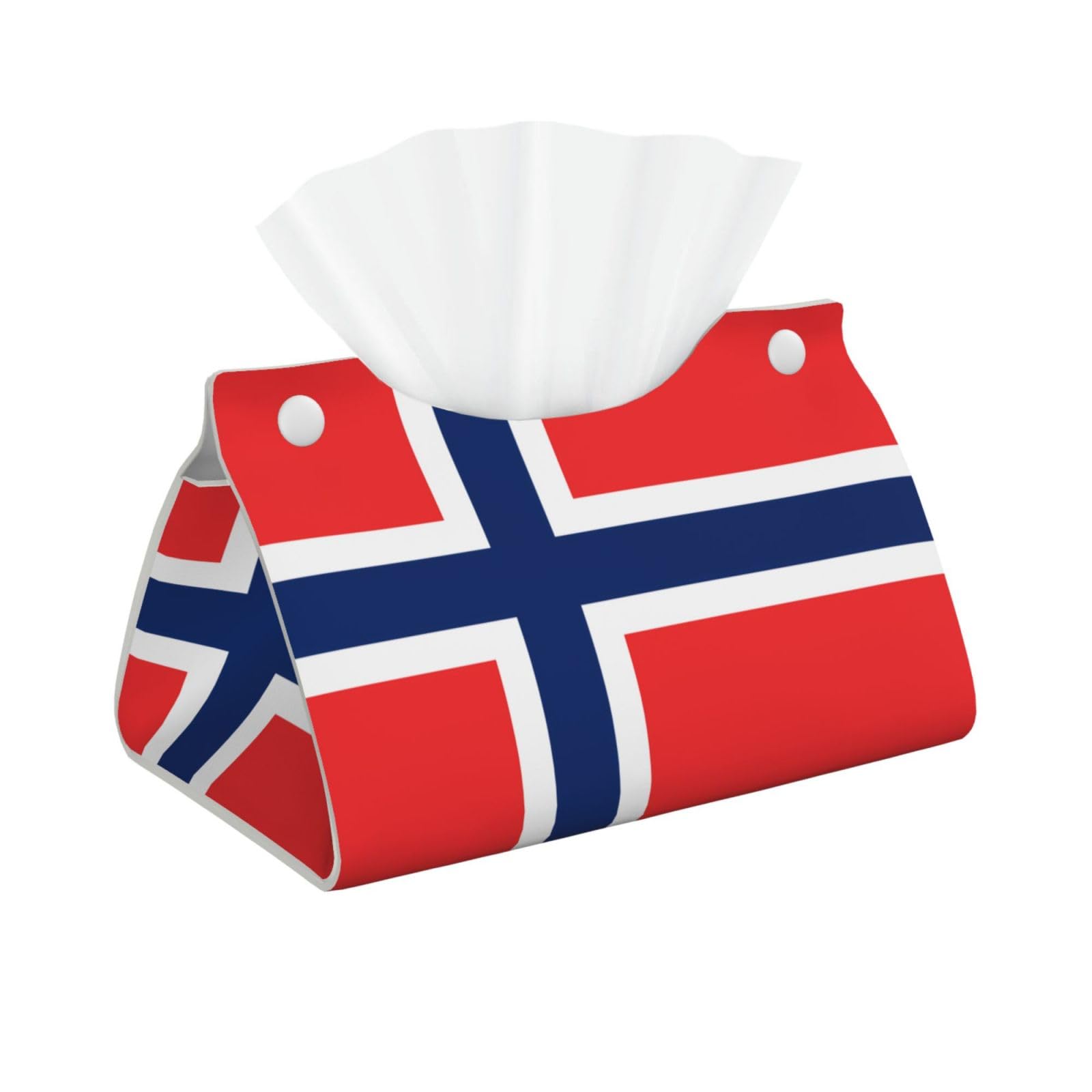 Norwegian flag Rectangular Leather Tissue Box Cover, Folding Facial Tissue Holder Dispenser for Car