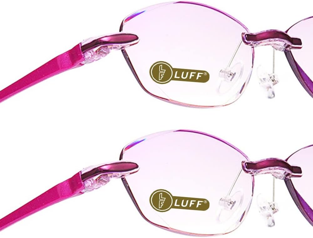 LUFF Reading Glasses Hd Anti-Blue Diamond Cut Edge Frameless Reading Glasses for mens