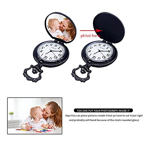 Boshiya Retro Flower Openwork Cover Quartz Pocket Watch With Chain Half Hunter Pocket Watches For Women With Box, For Mother's Day #TOP5