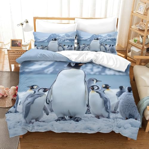 Parure de lit microfibre pingouin lit simple au design faune antarctique - 3