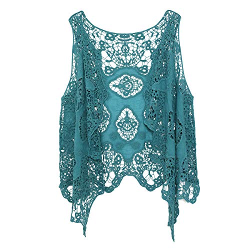 Image of JASTIE Women Open Stitch Cardigan Boho Sleeveless Hippie Summer Hollow Out Solid Crochet Vest