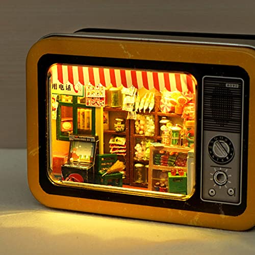 Miniature Dollhouse Kits, Diy Tinplate Box Childhood Memories Theme Tv Model Miniature Tin Box Doll House Kit Creative Children's Toy Mini Box Theater Kit For Kid (Forever Young) (C) #TOP1