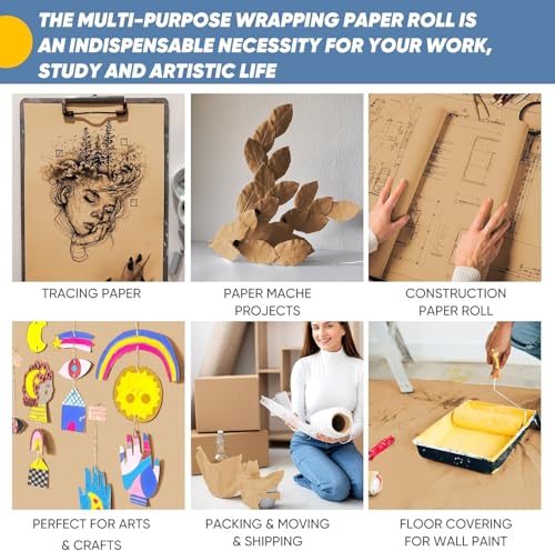 Image of Smart Living Eco Kraft 20 Inch 20 Mtr Natural Brown Paper Roll || 100 GSM || Perfect for Packing, Wrapping, Crafting, Shipping & DIY Projects || Unwaxed and Uncoated