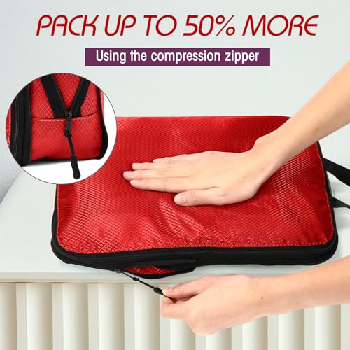 Bulyoou 5 Pack Compression Packing Cubes for Travel Space Saving Cubes Luggage Organizer for Suitcase(Purple,M) by Bulyoou - Image 5