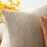 Topfinel Poszewki na poduszki na sofę 60 x 60 cm sztruks z aksamitu wielbłąda 2 sztuki