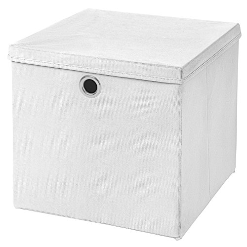 1 St&uuml;ck Faltbox Wei&szlig; 28 x 28 x 28 cm Aufbewahrungsbox faltbar mit Deckel