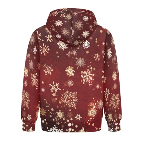Kids Hoodies Sweaters Christmas Xmas Snowflake Hooded Sweatshirts with Big Pockets for Boys Girls B04003782