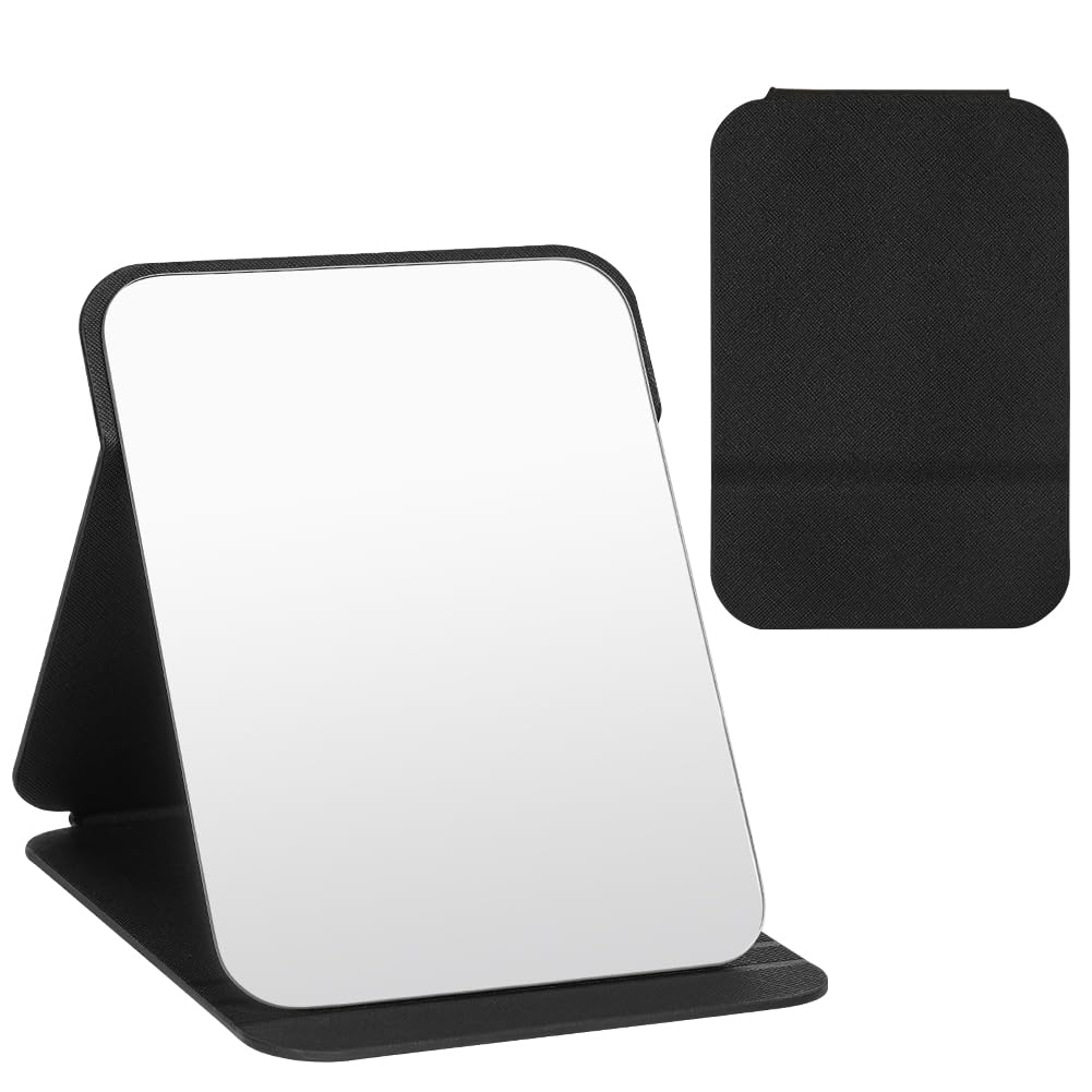 OSDUE Miroir de Maquillage, Portable Table Miroir Pliable Super HD Multi Angle Pliant en Cuir PU Facile à Transporter Miroirs de Voyage Ultra Fin et Durable Pliable, 26x18cm