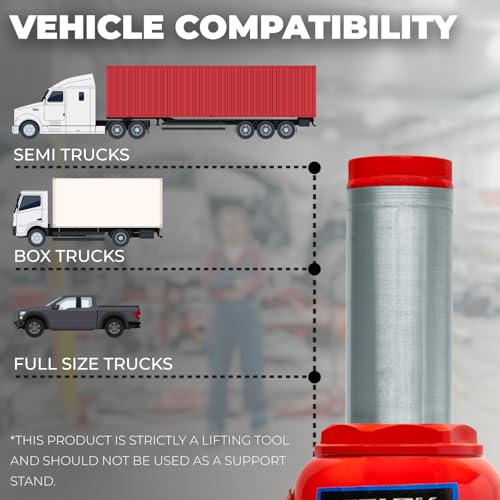 Image of XtremepowerUS 50 Ton Hydraulic Bottle Jack 100000 lb Capacity, Heavy Duty Low Profile Automotive Shop Axle Lift Jack for Trucks, Buses, Trailers, RVs & Farm Equipment, Red