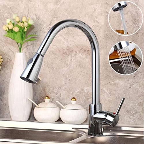 キッチン蛇口引き出し 360 スイベルクロームポリッシュブラックニッケルブラシ洗面器の蛇口ストリームスプレー水回転ミキサータップ-クローム(Chrome Polish 3)