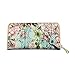 Women's Fashion Floral Clutch Zipper Around Wallet (Beige)