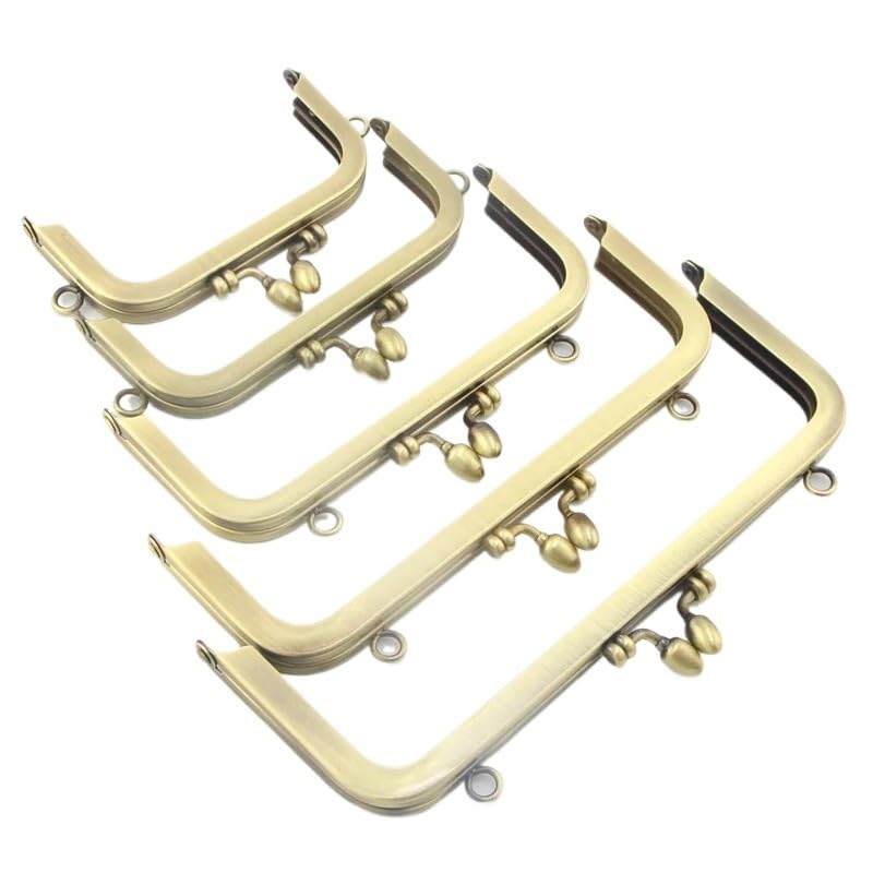Metalowe zapięcia do torebek, Gładka powierzchnia bez otworu śruba torebka rama 10/12.5/15/18/20 cm DIY Kiss Lock torba Kiss zapięcie Lockv(Mix Size 5pcs)