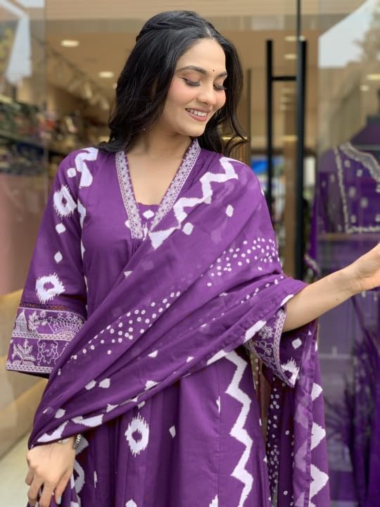 Image of KLOSIA Viscose Women Printed A-Line Kurta Pant with Dupatta
