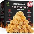 Dextreme Fire Starter (120 PCS) Natural Fire Starters for Campfire, Charcoal Starter, Fireplace, Wood Stove, BBQ, Chimney, Fire Pit, and Grill | All Weather, Odorless, Non-Toxic, w/10 Min Burning Time