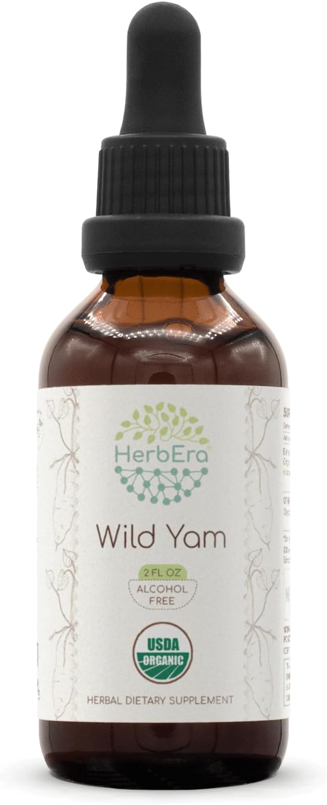 HerbEra Wild Yam B60 Alcohol-Free Herbal Extract USDA Organic Tincture, Concentrated Liquid Drops Natural Wild Yam (Dioscorea Villosa) Dried Root 2 fl oz