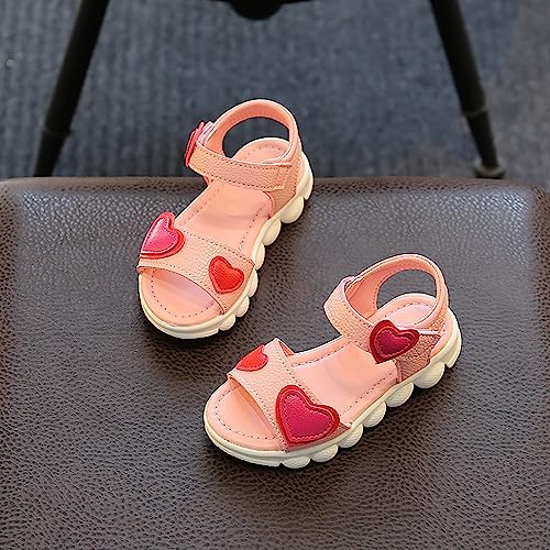 Girls Love Print Open Toe Girl Princess Sandals Easy To Put On and Take Off Soft Bottom Non Sandals Kids Girls Size 134