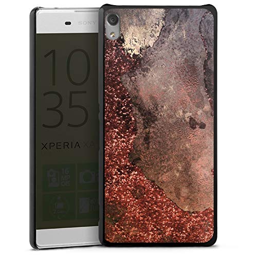 DeinDesign Coque Compatible avec Sony Xperia XA Ultra Étui Housse Paillettes Look Marbre Bronze