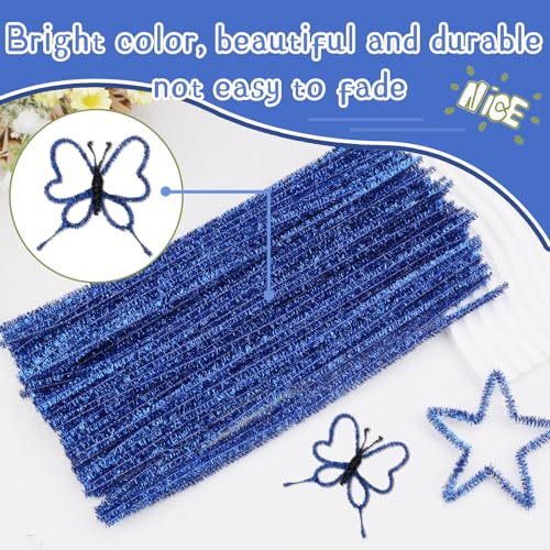 Image of Hssugi 100PCS Pipe Cleaners, Royal Blue Chenille Stems Craft Supplies | Pipe Cleaners Craft Supplies, Pipe Cleaners Bulk Fuzzy Sticks for DIY Art and Craft Projects Home Decoration
