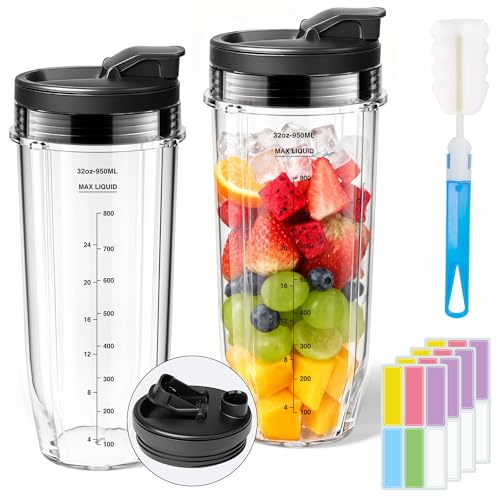 Ninja 32oz Cups with Labels & Brush