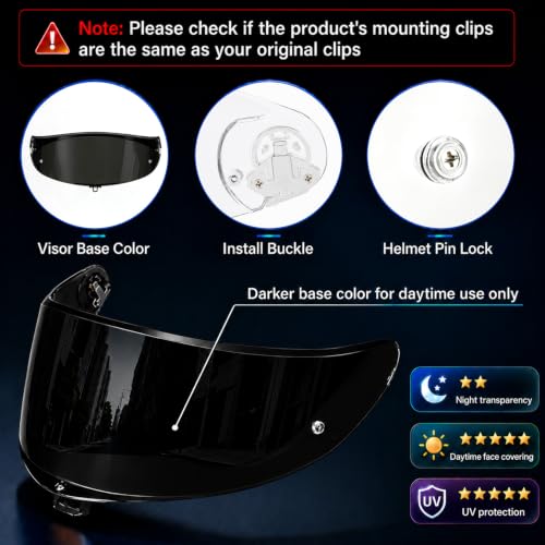 Image of PSLER Shatterproof Motorcycle Helmet Visor for K6 K6s,Dark Black