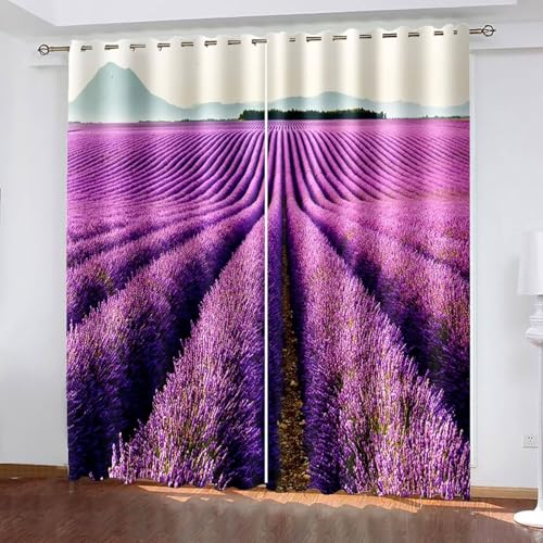 Cortinas de ventana de 132 x 274 cm, juego de 2 paneles con aislamiento térmico y ojales en la parte superior para sala de estar, color morado y gris