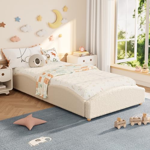 Image of Garvee Twin Size Bed Frame for Kids, Beige