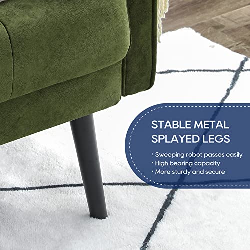 Vonanda Velvet Sofa Couch, Mid Century Modern Craftsmanship 73 Inch 3-Seater Sofa With Comfy Tufted Back Cushions And 2 Bolster Pillows For Compact Living Room, Elegant Mustard Green #TOP4