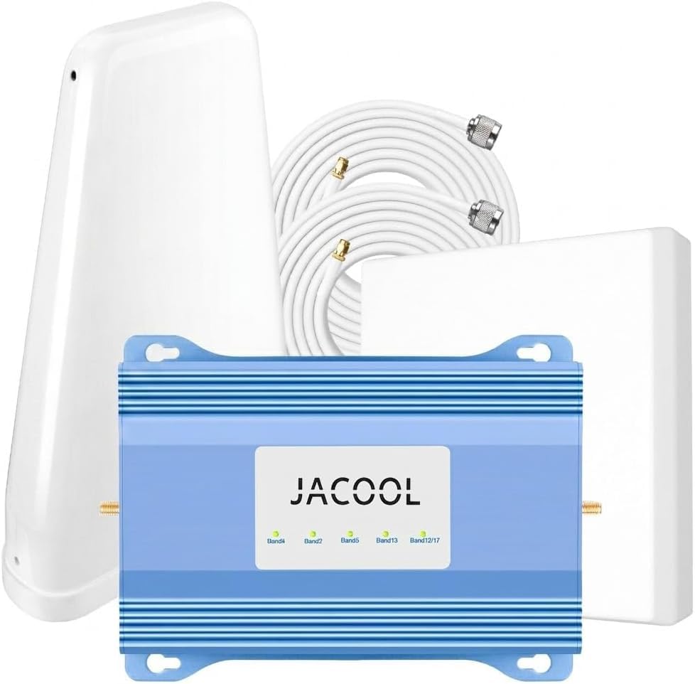 Image of Cell Phone Signal Booster for Home, 5G 4G LTE, Up to 5,000 Sq Ft | All U.S. Carriers, Bands 2 4 5 12 13 17 25 66, FCC Approved, outdoor antenna, indoor panel, signal required
