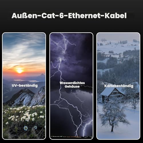 Voietolt Outdoor Cat 6 LAN Kabel 15 m – Wasserdicht und UV-beständig