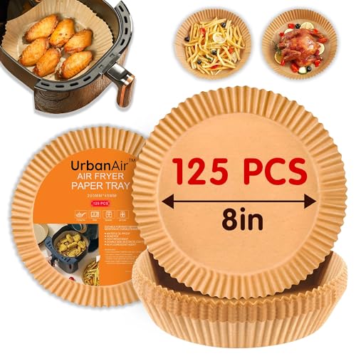 8-Inch Round Air Fryer 125pcs Paper Liners for Easy Cleanup - Non-Stick, Heat-Resistant, and Perfect...