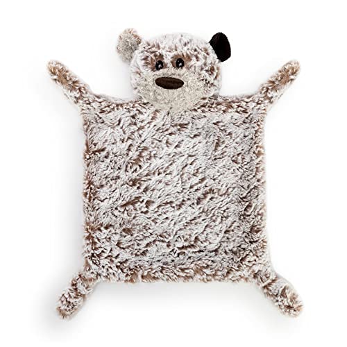 Image of DEMDACO Giving Bear Brown and White 14 Inch Soft Plush Baby Rattle Blankie