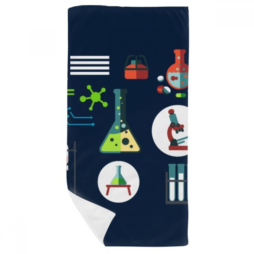 Serviette de bain chimie test tube flacon d'Erlenmeyer multicolore 35x70cm