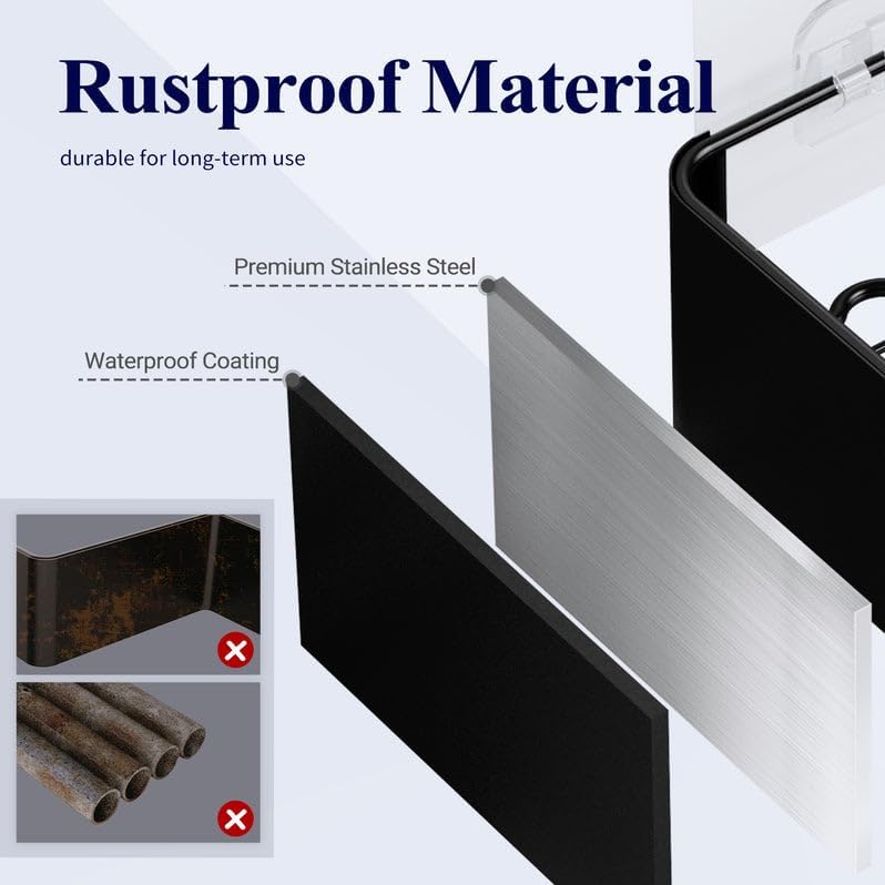 Miniatura 3 de Kitsure Organizador de ducha grande, paquete de 2 organizadores de ducha adhesivos, estantes de ducha sin taladros para ducha interior, estante de