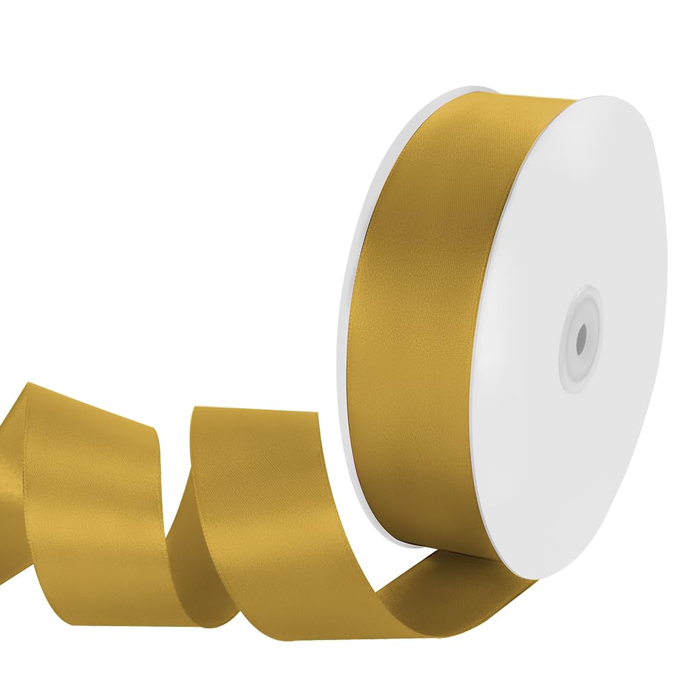 Isaspire 1-1/2" Width x 100 Yards Satin Ribbon, Gold Ribbon Perfect for DIY Craft, Bows, Gift Wrapping, Flower Bouquet, Valentine's Day, Christmas and