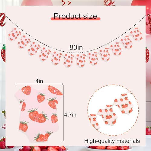 Strawberry Bodysuit Banner - Strawberry Baby Shower,Strawberry Bodysuit Decorations,Gender Reveal Banner (Strawberry)2