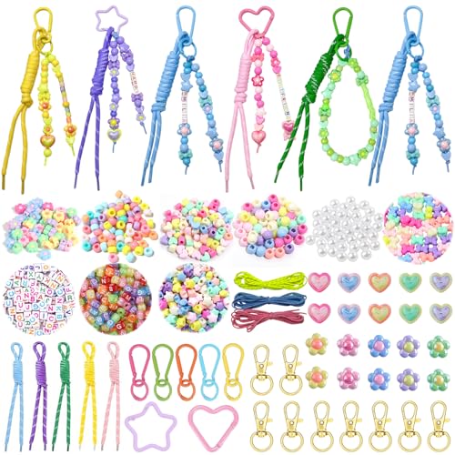 828 PCS Paracord Keychain Kit Bead Keychain Kit for Making Bag Charms Kit