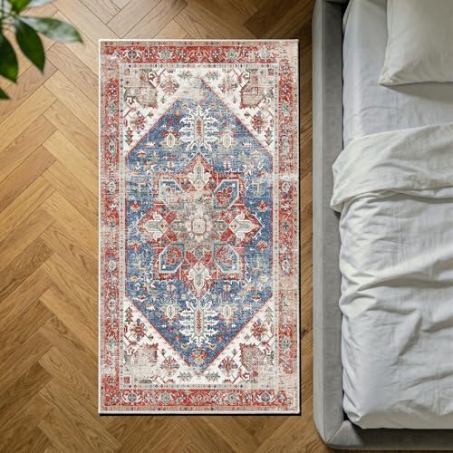 Image of Decoranddecor Distressed Kitchen Rug 80x150cm Washable Bedroom Non-Slip