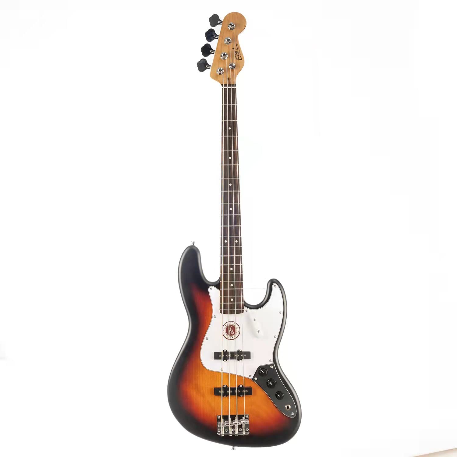 EART Guitarras B100 Asado Cuello de arce Palisandro Diapasón Cuerpo de caoba Trastes Acero Inoxidable Estilo Jazz Estándar 4 Cuerdas Jugador Bajo Eléctrico
