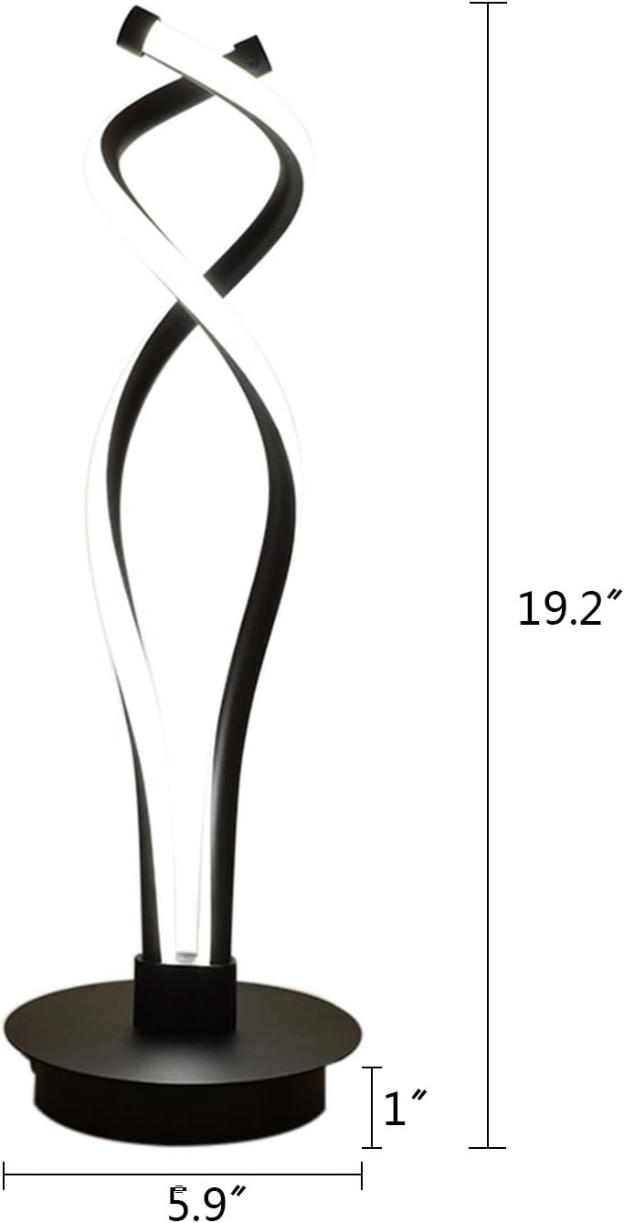 YIYIBYUS Modern Simple Double Spiral Table Lamp High 48 Chassis 15CM Monochrome Warm Light Acrylic Material Bedroom Living Room Dining Room Home Decoration Lighting (Black)