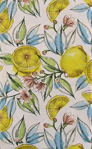 Mainstream Lovely Lemons Vinyl Flannel Back Tablecloth (52" X 70" Oblong) #TOP18