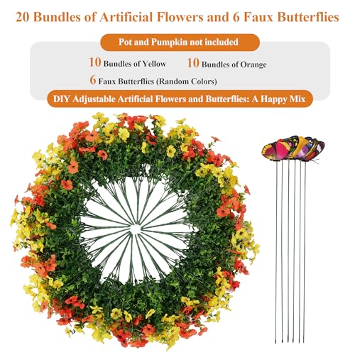 20 Bundles Artificial Flowers for Outdoors and 6 Faux Butterflies, UV Resistant Artificial Outdoor Plants Eucalyptus Silk Violet, Fake Flowers for Patio Garden Porch Home Decor (Or image 8