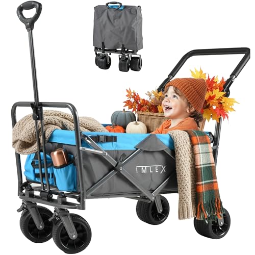 IMLEX Bollerwagen IM-4275 faltbar Azurblau Bollerwagen klappbar mit...