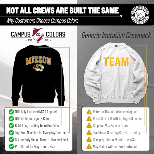 Image of NCAA College Sweatshirt Fleece Crewneck Pullover for Men and Women | Officially licensed NCAA college gameday crewneck pullover - 9 oz fleece lined sweatshirt with arch and logo design