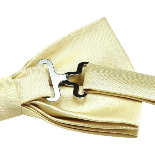 Image of GUSLESON Men's 3-pc Solid Color Bow Tie Gift Set - Double‑Fold Pre-Tied Bow Tie, Pocket Square, Cufflinks - Wedding Formal Party