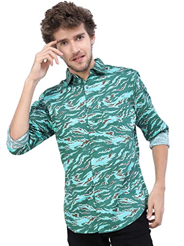 Image of Ketch Men Cotton Slim Fit Printed Full Sleeve Shirt