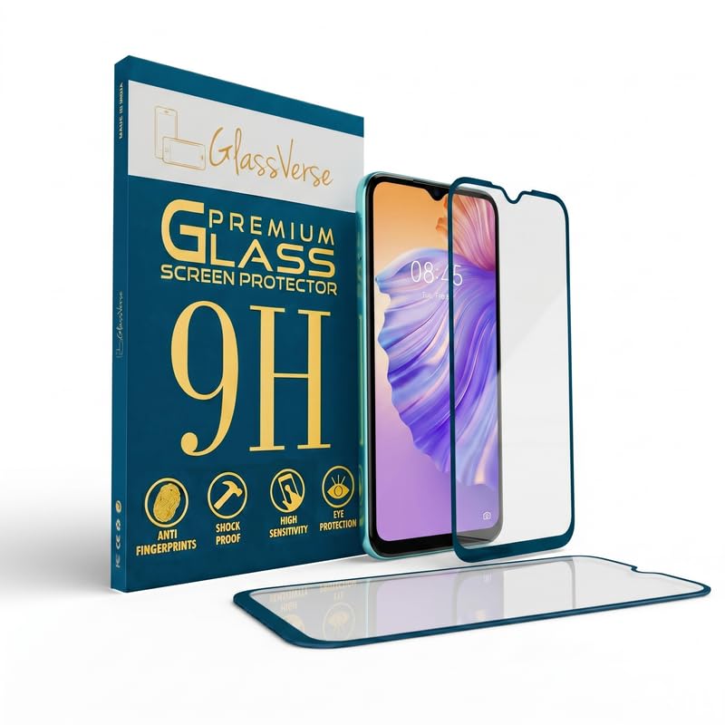 Image of GlassVerse SuperD Oleophobic Tempered Glass For Tecno Spark 8T (Pack Of 2) with Free Installation Kit Full screen Coverage Free Replacement If Received Damaged - 6.6 inch
