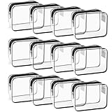 TOUYINGER TSA承認のトイレタリーバッグ、クリアトラベルトイレタリーバッグ、トラベルメイクアップコスメバッグセット、旅行、バスルーム、整理用ポータブルトイレタリーバッグ, ブラック 12個入, S, 透明。