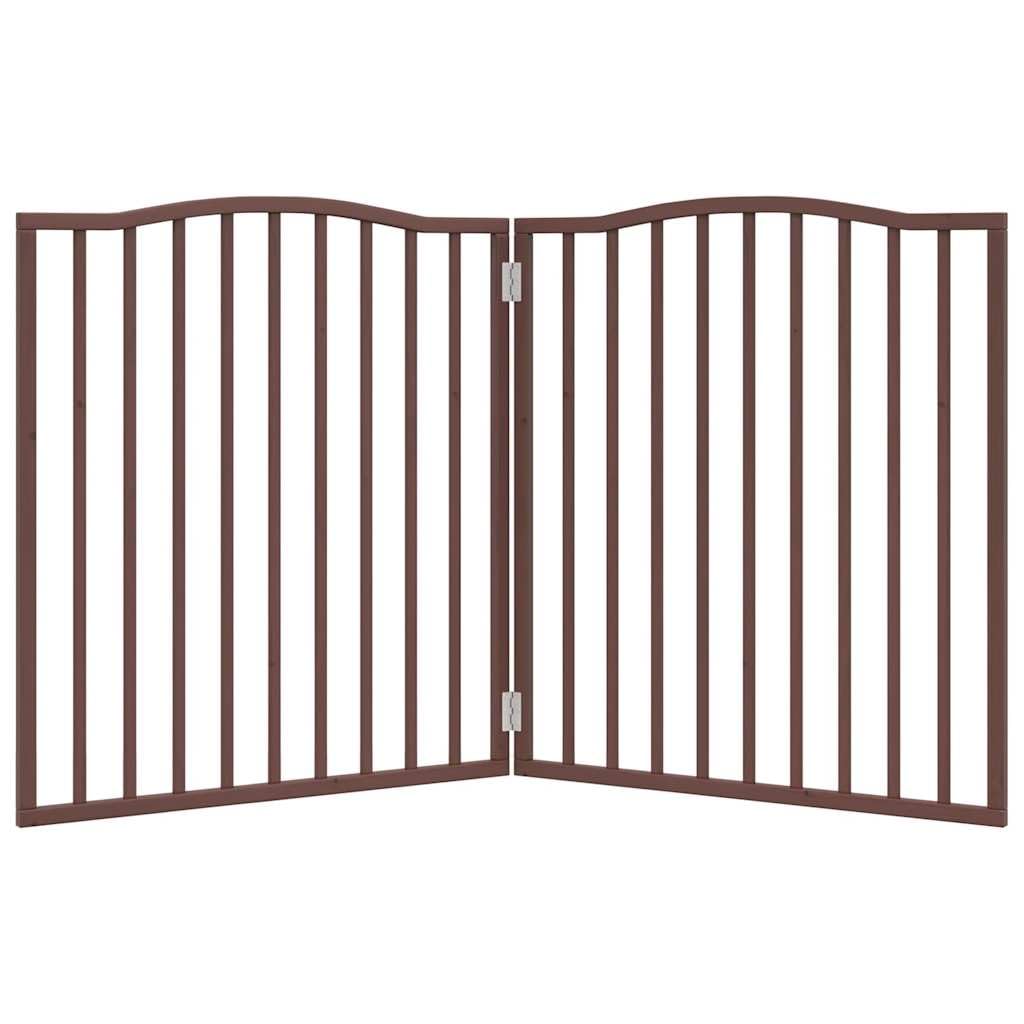 Brokky Cancello Cani Pieghevole 2 Pannelli Marrone 160cm Legno Pioppo-Cancelletto per Bambini, Barriera per Cani e Neonati, Recinzione Scale, Cancellino