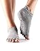1 Paire Demi Toe Organic Cotton Low Rise Yoga Chaussettes de ToeSox Femmes (M, Heather Gris)