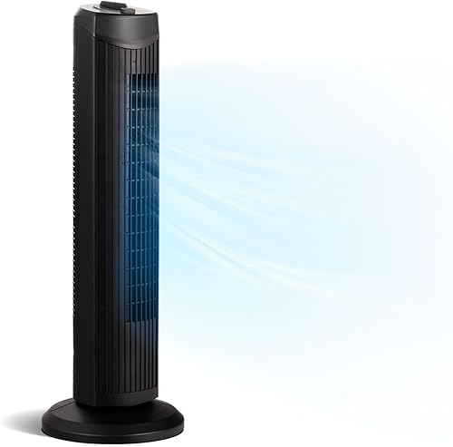 Ventilador de torre, ventilador de torre oscilante de 28 pulgadas con 3 velocidades ajustables y 3 modos de viento, ventilador de piso de pie sin